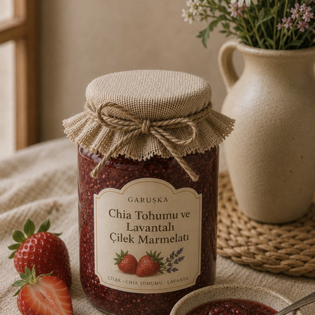 Chia Tohumlu ve Lavantalı Çilek Marmelatı