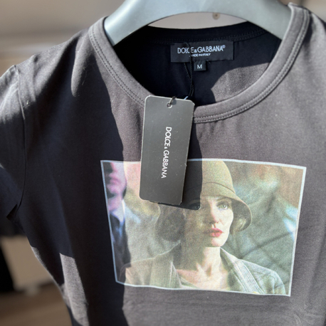 D&G Siyah Bisiklet Yaka Baskılı Tişört - Stokta 1 Adet, Beden: M