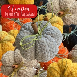 El Yapımı Kadife Dekoratif Balkabağı