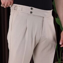 Toka detaylı kışlık kumaş pantolon