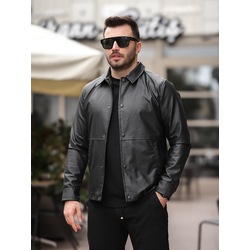 Slim Fit Çıtçıtlı Deri Ceket