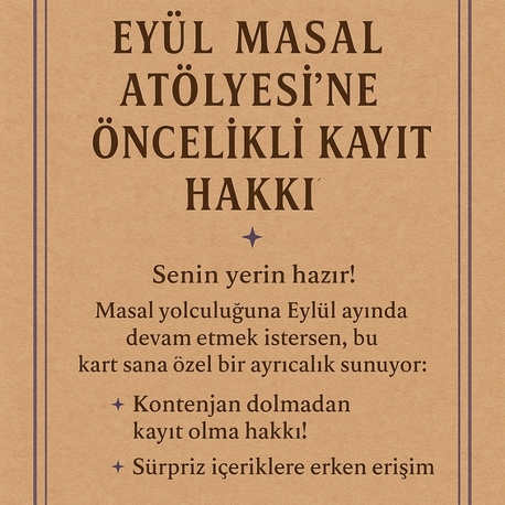 Eylül Ayı online Masal Atölyesi Ön Kayıt