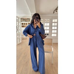 Keten dokulu takım ( indigo)Ön sipariş