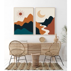 Moon and Sun Set of 2 Digital Poster