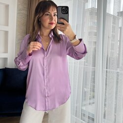 Zara lila saten gömlek
