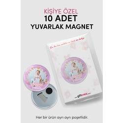 Yeni Doğan Bebek İçin Hoş Geldin Magnet – Yuvarlak Açacaklı Fotoğraf Baskılı