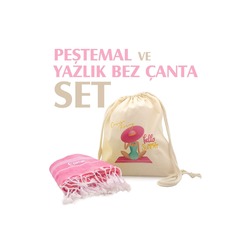 Kişiye Özel Pamuk Peştamal ve Yaza Özel Çanta Seti , Özelleştirilebilir Yazlık Çanta Seti