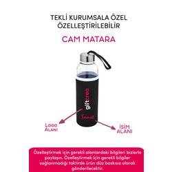 Kurumsala Özel Kılıflı Cam Matara ,Özelleştirilebilir Kılıflı Cam Matara 470 ML Borosilikat