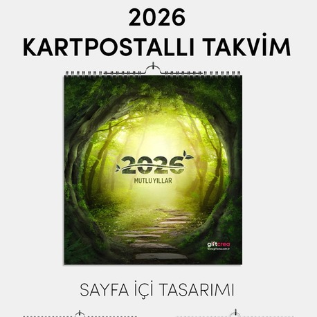 Yeni Yıl Hediye Takvimi - Mottolu, ve Kartpostallı Duvar ve Masa Tipi Seçenekli Takvim