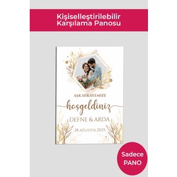 Kişiye Özel Düğün Karşılama Panosu 50x70 cm Dekota Pano | Model ve Stand Seçenekli