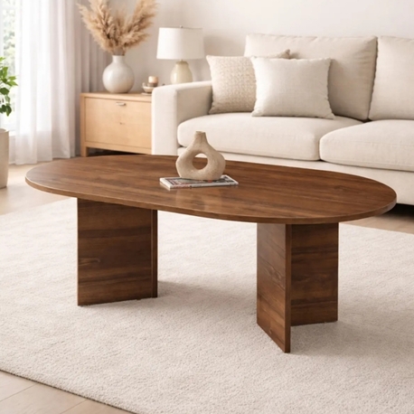Orta sehpa ceviz oval sabit oscar model 80x130 cm