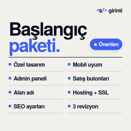 Web Sitesi — Başlangıç Paketi | Alan Adı, Hosting ve SSL Dahil