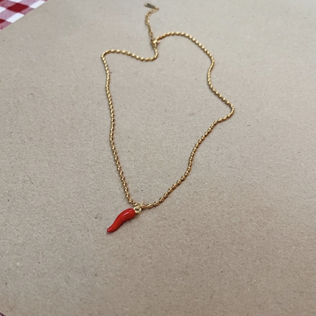 İtalyan Biber Kırmızı Figürlü Kolye (Cornicello)