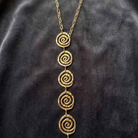 Spiral Dokulu Gold Bel Zinciri