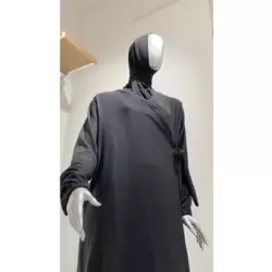 Yandan Bağlamalı Namaz Elbisesi Siyah Büyük Beden