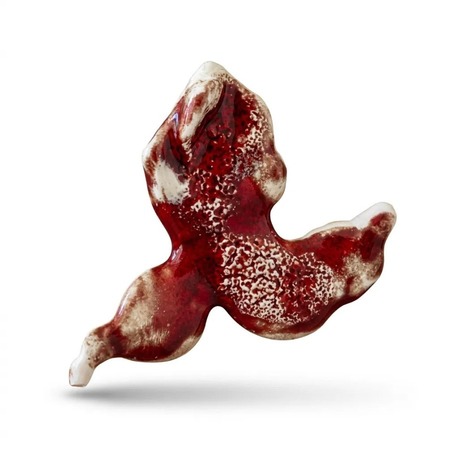 Bordo Kırmızı Seramik Broş – Organik Form