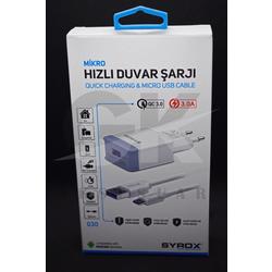 SYROX Q30 3.0 AMPER MİCRO USB HIZLI EV ŞARJI