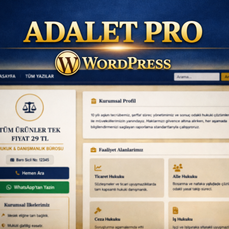Adalet Pro: Hukuk Büroları İçin Prestijli ve Modern Kurumsal Web Teması