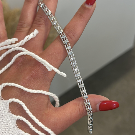 Taşlı Gümüş Bileklik 15+3cm