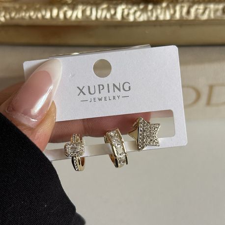 Gold 3’lü Küpe Set | Xuping