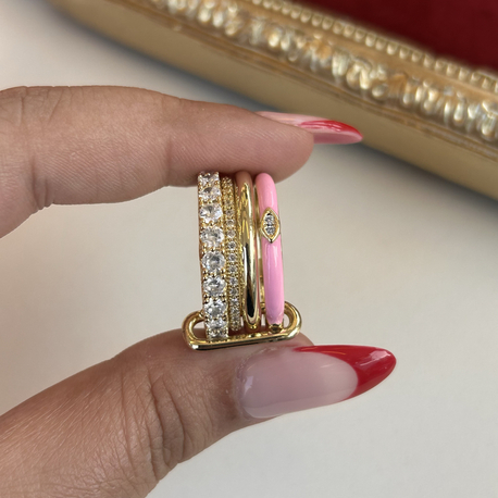 Gold Spiralli Pembe Yüzük | VİP
