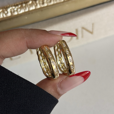 Gold Taş Halka Küpe