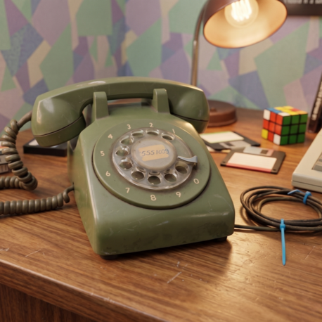 Vintage 80’ler Yeşil Rotary Telefon – Klasik Çevirmeli Retro Masa Telefonu