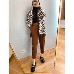 leopar detay triko ceket 
