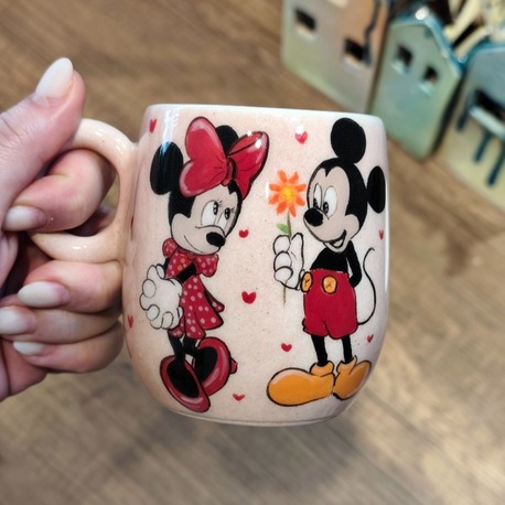 Mickey & Minnie Mouse El Çizimi Seramik Kupa