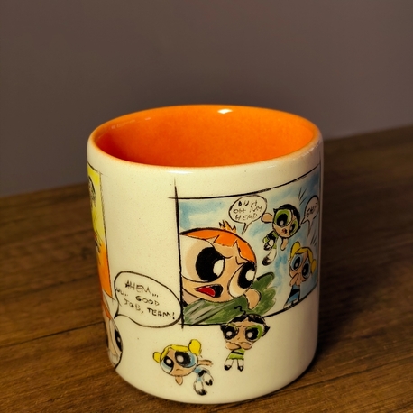 Powerpuff Girls El Yapımı Seramik Kupa – 300 ml | Tamamı El Boyaması Koleksiyon Kupası