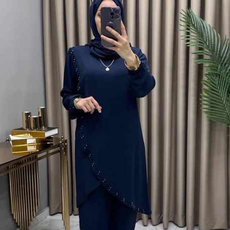 LACİVERT AYROBİN PANTOLONLU TUNİK TAKIM
