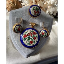 Seramik Taşlı Gümüş Takı Seti 