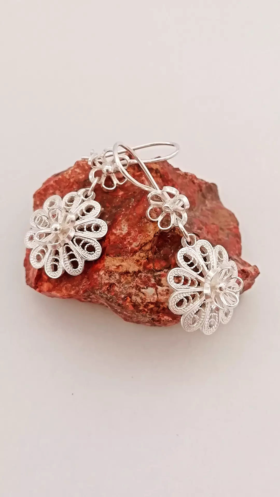 GÜMÜŞ KÜPE TELKARİ EL YAPIMI 925 AYAR 