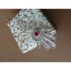 KIRMIZI TAŞLI ANA FATMA ELİ KOLYE UCU