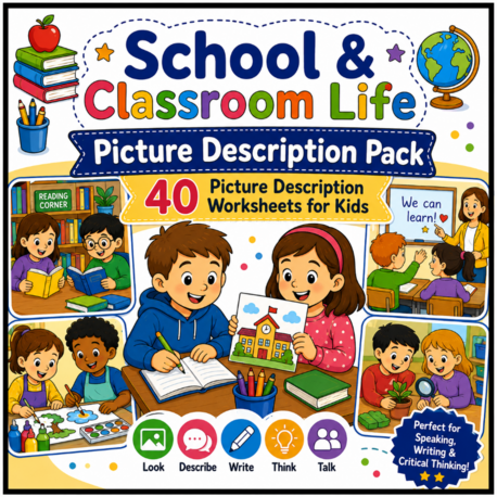 SCHOOL & CLASSROOM LIFE PICTURE DESCRIPTION PACK