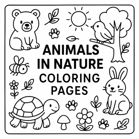 ANIMALS IN NATURE COLORING PAGES