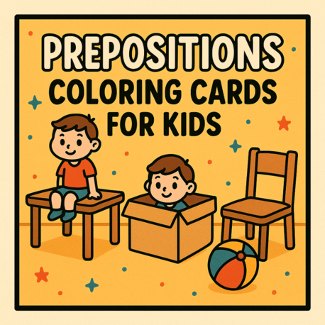 PREPOSTIONS COLORING CARDS FOR KIDS