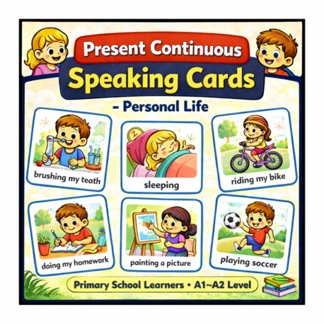 PRESENT CONTINUOUS TENSE SPEAKING CARDS- PERSONAL LIFE