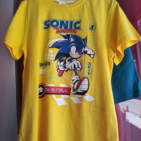Sonic baskılı sarı erkek tişörtü