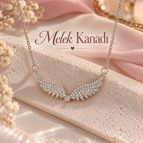 GÜMÜŞ RENK MELEK KANADI ANGEL WINGS KOLYE