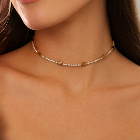 Rose ışıltılı choker