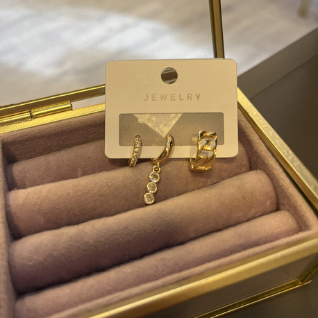 Üçlü gold küpe
