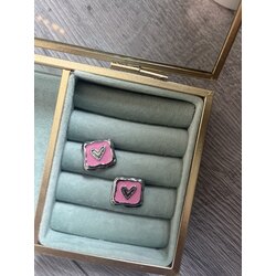 Gümüş kalp pembe küpe