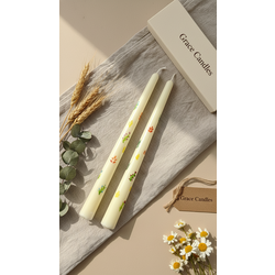 Güz Bahçesi El Boyaması Şamdan Mum (2li Set) El Dökümü