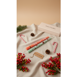 Noel Baba Süslemeli Boyalı Mum (2li Set) El Dökümü