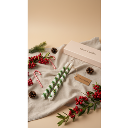 Çam Ağacı Süslemeli Boyalı Mum (2li Set) El Dökümü