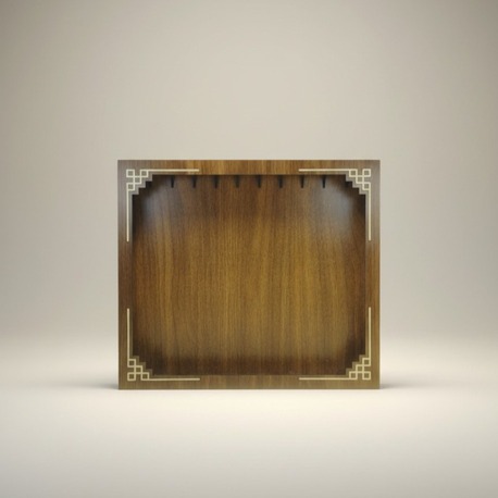 Ahşap Led Işıklı Tespih Standı - 40 x 35 cm - Walnut | 10 Askılı