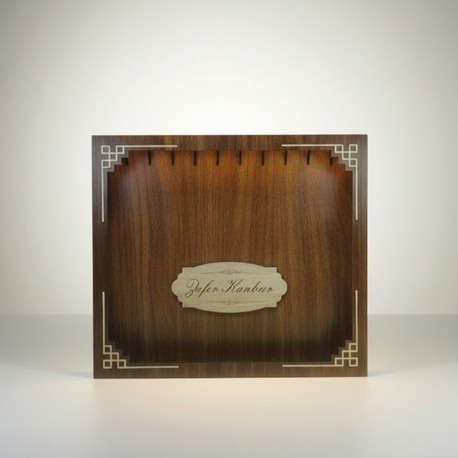 Kişiye Özel Ahşap Led Işıklı Tespih Standı - 40 x 35 cm - Walnut | 10 Askılı