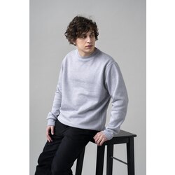  Bisiklet Yaka Sweatshirt Düz Baskısız (Gri) Geniş Kalıp baskısız bisiklet yaka sweatshirt