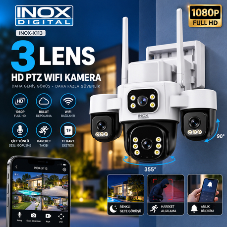 İNOX WİFİ KAMERA 3 LENSLİ X113